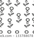 Seamless pattern scandinavian style abstraction WB flowers. Hand drawn design elements for fabric, print, cover, banner, wrapping, wallpaper. 133788078