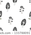 Seamless pattern scandinavian style abstraction WB flowers. Hand drawn design elements for fabric, print, cover, banner, wrapping, wallpaper. 133788091