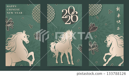 Happy Chinese New Year 2026 card set 133788126