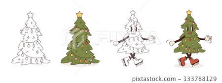 Isolated Retro Christmas tree Isolated Retro Christmas tree 133788129