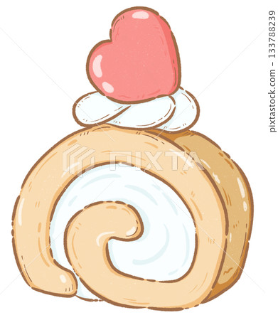 Heart roll cake 133788239