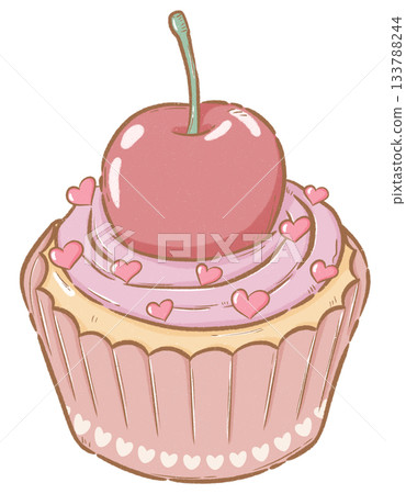 Heart cupcake with cherry Heart cupcake with cherry 133788244