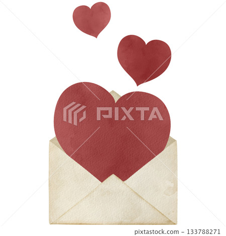 Pale watercolor heart letter illustration Pale watercolor heart letter illustration 133788271