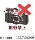 No photography sign and camera illustration (hand-drawn) 133789206