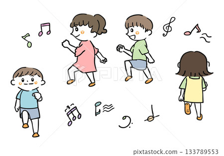 兒童治療性節奏步行/發展支持和小組活動圖示 133789553