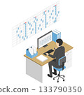Male office worker creating shifts - isometric 133790350