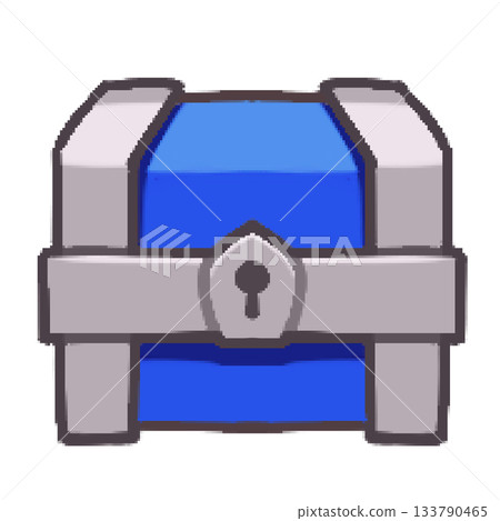 簡單的寶箱插圖(藍色x銀) 簡單的寶箱插圖(藍色x銀) 133790465