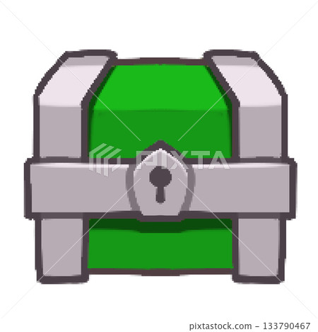 Simple treasure chest illustration (green x silver) 133790467