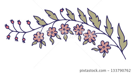 Long Decorative Floral Branch Composition Long Decorative Floral Branch Composition 133790762