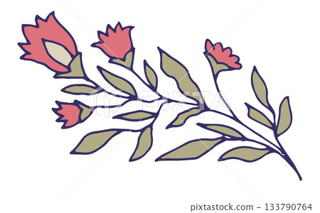 Elegant Branch With Pink Buds 133790764