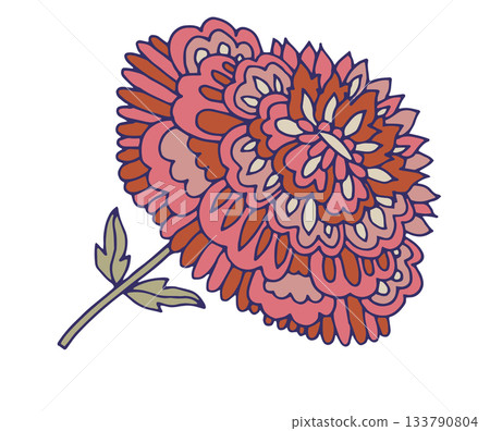 Layered Ornamental Botanical Flower vector 133790804