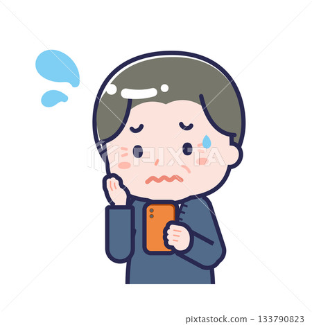 A "senior man in casual clothes" using a smartphone 133790823