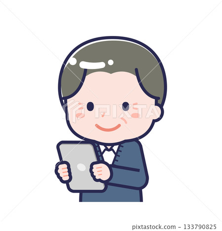 A "senior man in casual clothes" using a tablet A "senior man in casual clothes" using a tablet 133790825