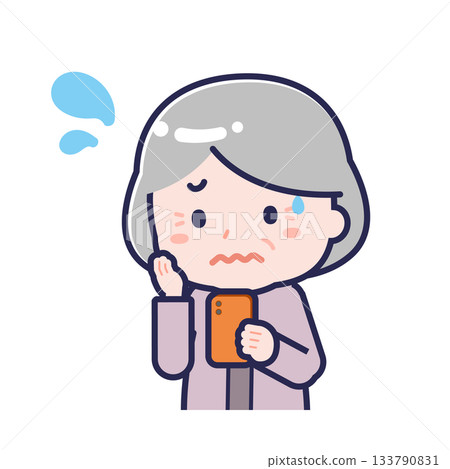A "senior" woman in casual clothes using a smartphone 133790831