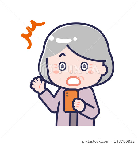 一位身著休閒裝的「老年」女性正在使用智慧型手機 133790832