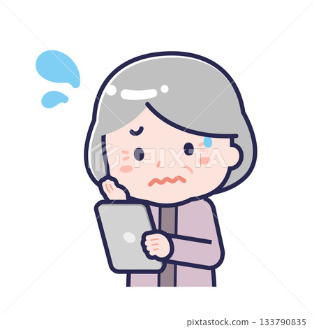 A "senior" woman in casual clothes using a tablet A "senior" woman in casual clothes using a tablet 133790835