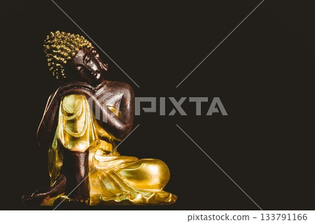 Buddha statue over black background 133791166