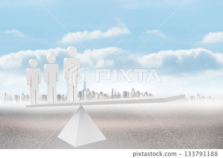 White human resource scales in front of city White human resource scales in front of city 133791188