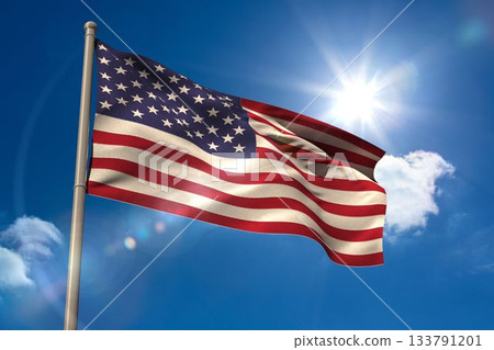 United states of america national flag on flagpole 133791201