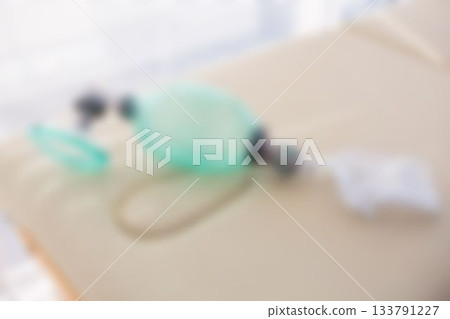 Bag valve mask on table in hospital Bag valve mask on table in hospital 133791227