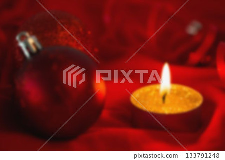 Golden tea light candle with christmas decorations 133791248