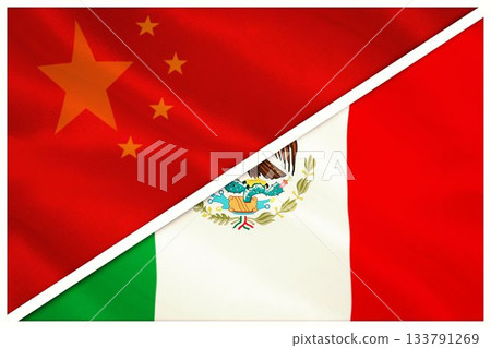 Close-up of Mexican and Chinese flags 133791269