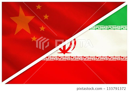Close-up of Chinese and Iran flags Close-up of Chinese and Iran flags 133791372