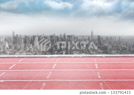 Composite image of racetrack in city Composite image of racetrack in city 133791415