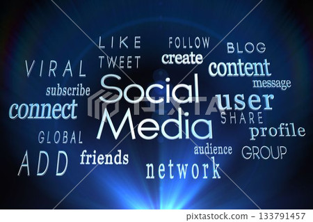 Social media words on black background Social media words on black background 133791457