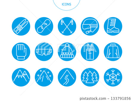 Ski icon pictogram vector illustration set 133791856
