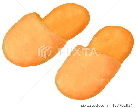 Simple orange slippers illustration Simple orange slippers illustration 133791934