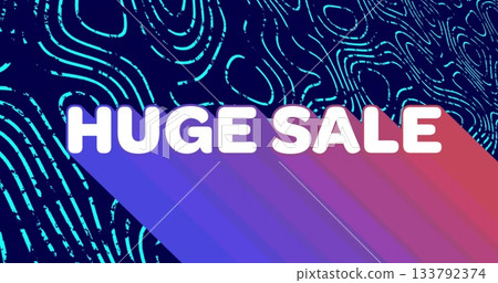 Displaying bold white uppercase HUGE SALE text in digital layout, with long gradient shadow 133792374