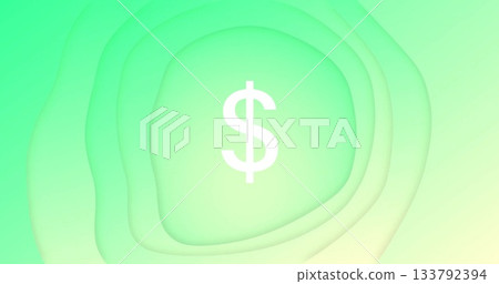 Floating white dollar sign symbol hovering over digital green-to-yellow background, finance theme Floating white dollar sign symbol hovering over digital green-to-yellow background, finance theme 133792394