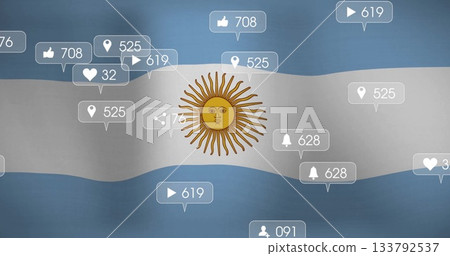 Argentinian flag with image of social media notifications in school setting 133792537