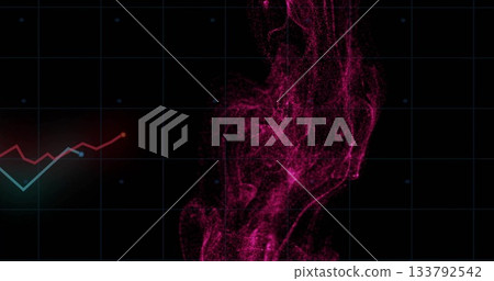Image of pink smoke effect with grid overlay and fluctuating graph lines Image of pink smoke effect with grid overlay and fluctuating graph lines 133792542