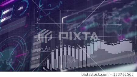 Extending three-dimensional bar chart across control-room desk with line plots and gauge dials Extending three-dimensional bar chart across control-room desk with line plots and gauge dials 133792563