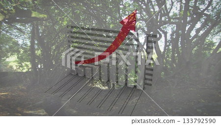 Rising graph image with lush green forest background, showcasing growth concept 133792590