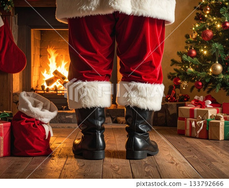 Santa Claus' feet before he sets off to deliver presents to children all over the world 133792666