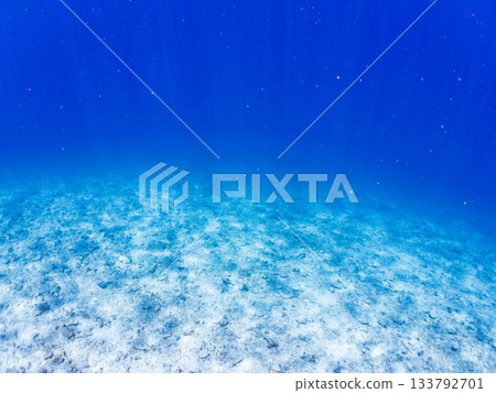 Beautiful sandy area offshore. Gradient blue. Beautiful coral reefs and schools of tropical fish. Kabi Island, Kerama Islands, Shimajiri District, Okinawa Prefecture 133792701