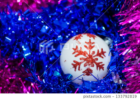 Energizing and radiant festive decorations featuring vivid colors and shimmering accents 133792819