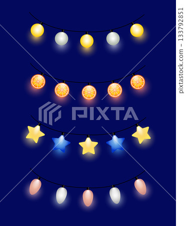 Colorful Festive String Lights Set with Glowing Holiday Decorations Colorful Festive String Lights Set with Glowing Holiday Decorations 133792851