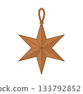 Wooden Christmas Star Ornament with Nordic Holiday Design 133792852