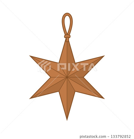 Wooden Christmas Star Ornament with Nordic Holiday Design 133792852