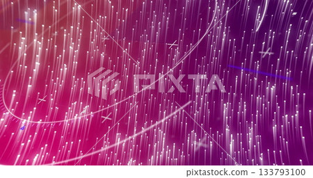 Displaying magenta-purple gradient with descending white light streaks and curved light trails Displaying magenta-purple gradient with descending white light streaks and curved light trails 133793100