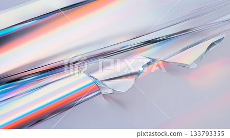 Iridescent abstract background with crumpled metallic texture Iridescent abstract background with crumpled metallic texture 133793355