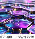 Abstract geometric pattern with metallic and iridescent hexagonal shapes 133793356