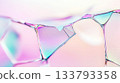 Close-up of iridescent soap bubbles with pastel colors and abstract shapes 133793358