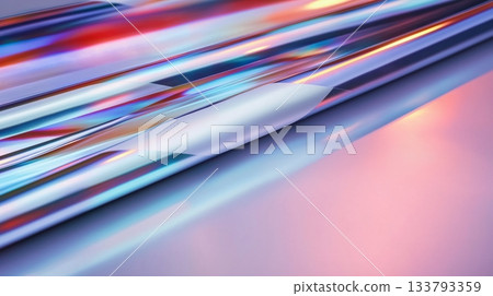 Abstract reflective surface with vibrant colors and gradient light effects 133793359