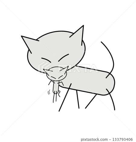 母貓嘴裡叼著一隻小貓 母貓嘴裡叼著一隻小貓 133793406