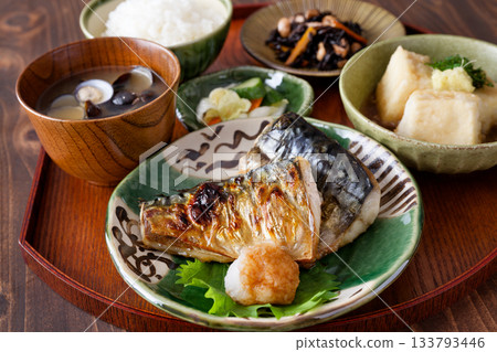 Grilled salted mackerel Grilled salted mackerel 133793446